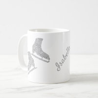 Eis Skaten Tasse Figur Skate Paar Silber Glitzer