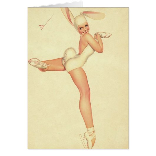 Eis-Skaten Vintager Pinup in Rabbit Kostüm (Vorne)
