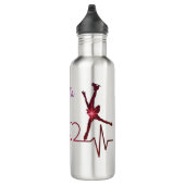 Eis Skaten Wasserflasche Herzschlag rosa bis rot Edelstahlflasche (Rechts)