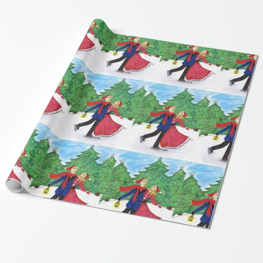 Eis-Skaten-Weihnachtsverpackungs-Papier Geschenkpapier (Ungerollt)