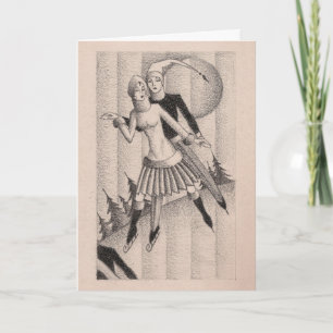 Eis-Skater Deko von 1920 Feiertagskarte