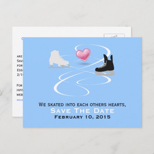 Eis-Skater, die die Postkarte für das Datum einste (Vorne/Hinten)