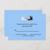 Eis-Skater, die die RSVP-Karte hochhalten RSVP Karte (Vorne/Hinten)