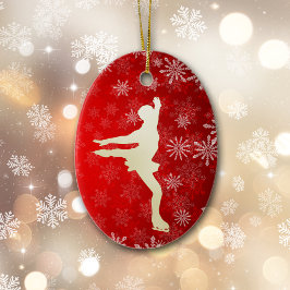 Eis Skater Gold Schneeflocken Keramik Ornament