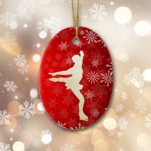 Eis Skater Gold Schneeflocken Keramik Ornament