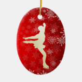 Eis Skater Gold Schneeflocken Keramik Ornament (Vorne)