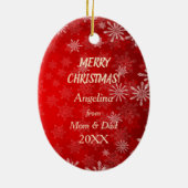 Eis Skater Gold Schneeflocken Keramik Ornament (Hinten)