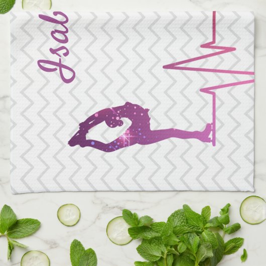 Eis Skater Handtuchhalterung mit rosa bis roten St Geschirrtuch (Gefaltet)