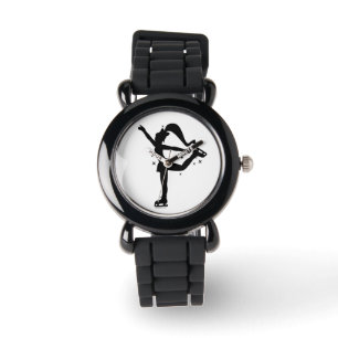 Eis-Skater in Silhouette Armbanduhr