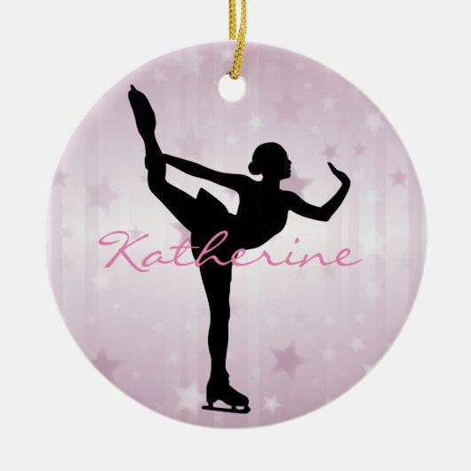 Eis Skater Rosa Sterne Ornament (Vorne)
