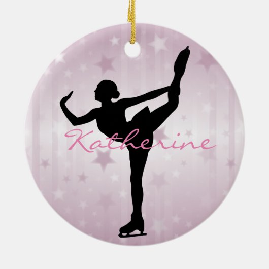 Eis Skater Rosa Sterne Ornament (Hinten)