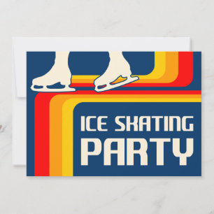 Eis-Skating-Party-Einladung mit Retro-Streifen Einladung