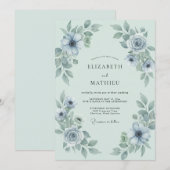 Eis-Stahl-Anemone Hochzeit Einladung (Vorne/Hinten)