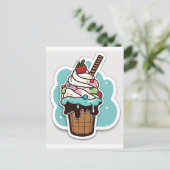 Eis-Sundae-Aufkleber Postkarte (Stehend Vorderseite)