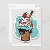Eis-Sundae-Aufkleber Postkarte (Vorne/Hinten)
