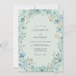 Eis-Teal Bemalte Hochzeit Einladung