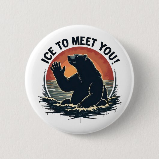 Eis, um dich zu treffen Eisbären Weihnachtsgeschen Button (Vorderseite)