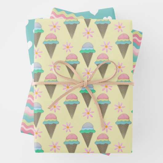 Eis- und Daisy-Wrapping-Papier Geschenkpapier Set (Beispiel)