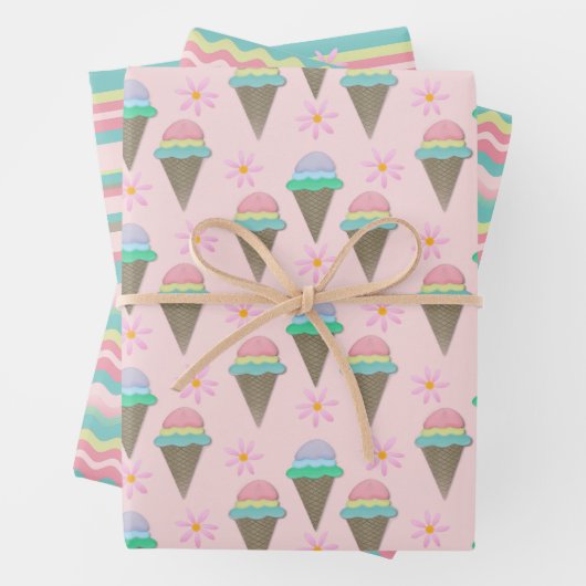 Eis- und Daisy-Wrapping-Papier Geschenkpapier Set (Beispiel)