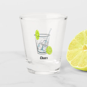 Eis und eine Scheibe Schnapsglas