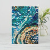 Eis und Fisch abstraktes, blaues, aquamarines Gold Einladung (Stehend Vorderseite)