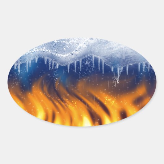 Eis und Flamme Ovaler Aufkleber (Vorderseite)