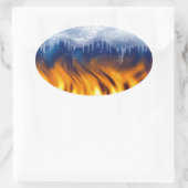 Eis und Flamme Ovaler Aufkleber (Tasche)