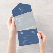 Eis und Navy Blues Simple Modern Wedding All In One Einladung (Abreißen)