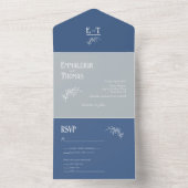 Eis und Navy Blues Simple Modern Wedding All In One Einladung (Innen Boden)