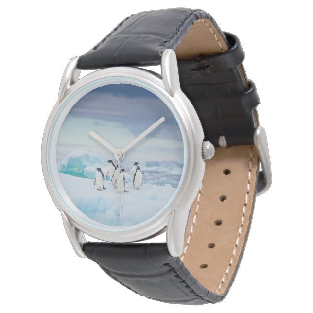 Eis und Schnee | Adelie Penguins Antarktis Armbanduhr (Schrägansicht)