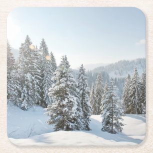 Eis und Schnee   Allgäu Bayern Süddeutschland Rechteckiger Pappuntersetzer