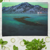 Eis und Schnee | Aurora Borealis Milky Way Island Geschirrtuch (Gefaltet)