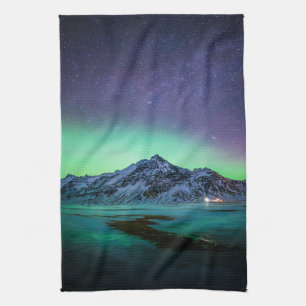 Eis und Schnee   Aurora Borealis Milky Way Island Geschirrtuch