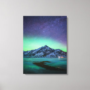 Eis und Schnee Aurora Borealis Milky Way Island Leinwanddruck