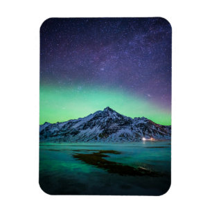 Eis und Schnee Aurora Borealis Milky Way Island Magnet