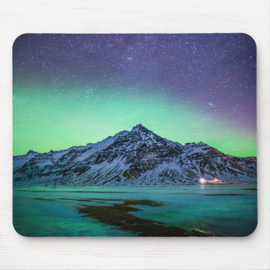 Eis und Schnee | Aurora Borealis Milky Way Island Mousepad (Vorne)