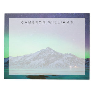 Eis und Schnee   Aurora Borealis Milky Way Island Notizblock