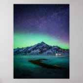 Eis und Schnee | Aurora Borealis Milky Way Island Poster (Vorne)