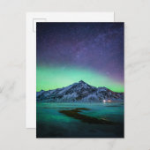 Eis und Schnee | Aurora Borealis Milky Way Island Postkarte (Vorne/Hinten)