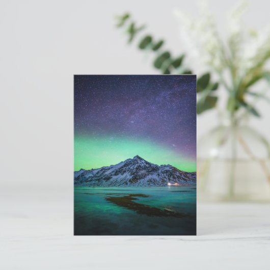 Eis und Schnee | Aurora Borealis Milky Way Island Postkarte (Stehend Vorderseite)