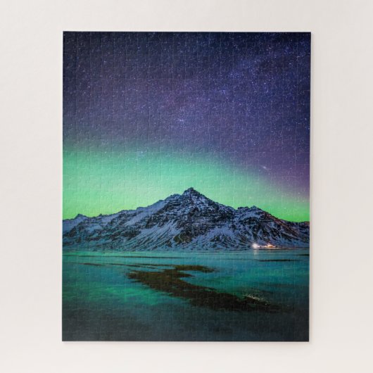 Eis und Schnee | Aurora Borealis Milky Way Island Puzzle (Vertikal)