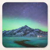 Eis und Schnee | Aurora Borealis Milky Way Island Rechteckiger Pappuntersetzer (Vorderseite)