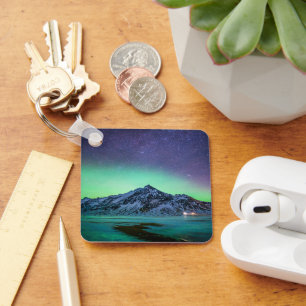 Eis und Schnee Aurora Borealis Milky Way Island Schlüsselanhänger