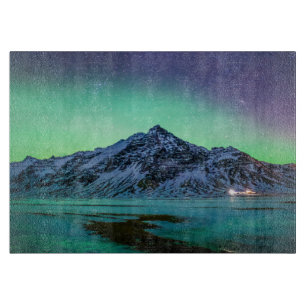 Eis und Schnee Aurora Borealis Milky Way Island Schneidebrett
