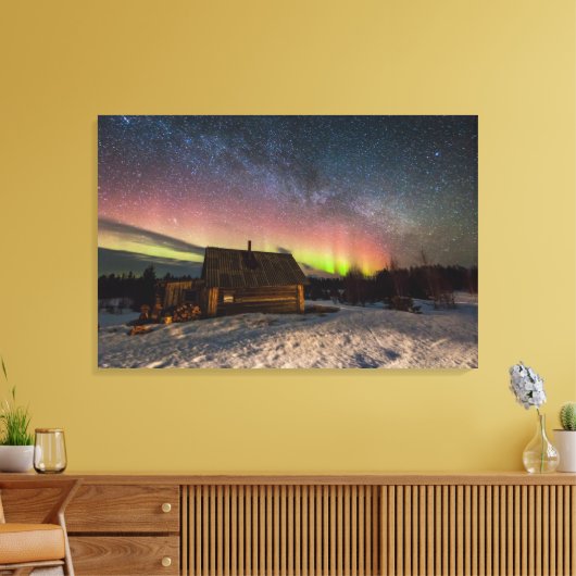 Eis und Schnee | Aurora Polaris Murmansk, Island Leinwanddruck (Insitu (Wohnzimmer))