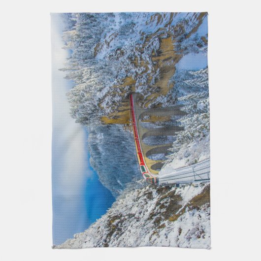 Eis und Schnee | Bernina Express, Schweiz Geschirrtuch (Vertikal)