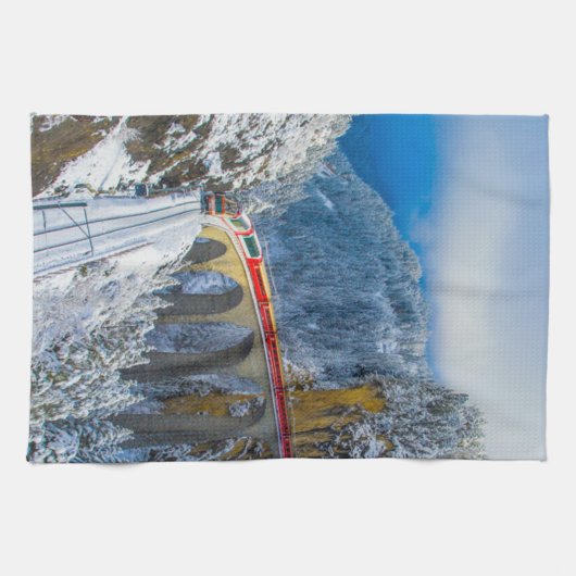Eis und Schnee | Bernina Express, Schweiz Geschirrtuch (Horizontal)