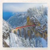 Eis und Schnee | Bernina Express, Schweiz Glasuntersetzer (Vorderseite)
