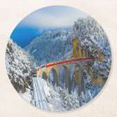 Eis und Schnee | Bernina Express, Schweiz Runder Pappuntersetzer (Vorderseite)