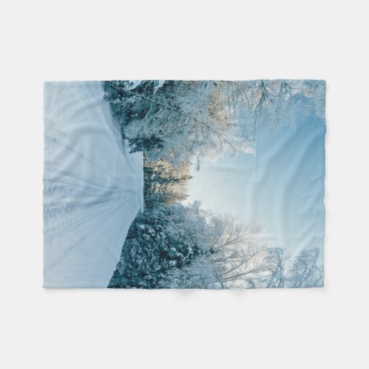 Eis und Schnee | Frozen Winter Road Russland, Sibi Fleecedecke (Vorderseite (Horizontal))